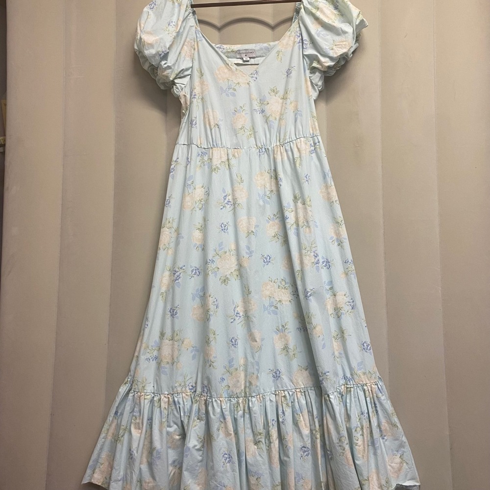 LoveShackFancy Target Women's Dress Size 14 Floral Maxi Puff Sleeve Cottagecore